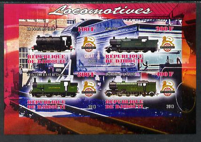 Djibouti 2013 British Steam Locomotives #1 imperf sheetlet containing 4 values unmounted mint