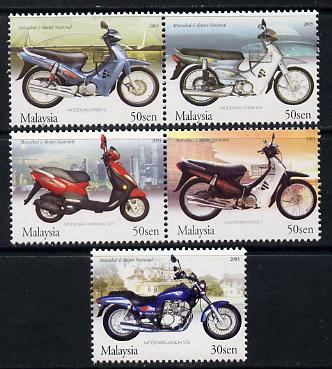 Malaysia 2003 Malaysian Made Motorcycles perf set of 5 unmounted mint SG 1157-61