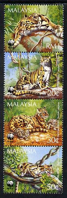 Malaysia 1995 Endangered Species - Clouded Leopard perf strip of 4 unmounted mint SG 559-62