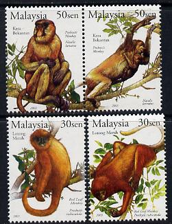 Malaysia 2003 Stamp Week - Primates of Malaysia perf set of 4 unmounted mint SG 1177-80