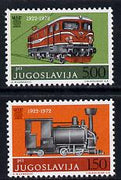 Yugoslavia 1972 International Railway Union set of 2 unmounted mint, SG 1526-27