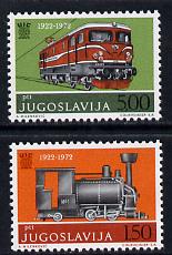Yugoslavia 1972 International Railway Union set of 2 unmounted mint, SG 1526-27