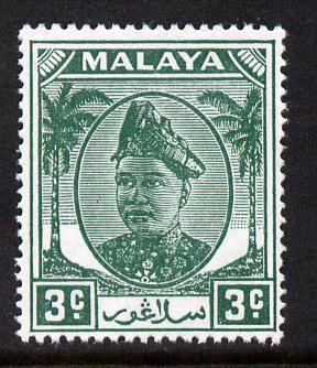 Malaya - Selangor 1949-55 Sultan 3c green unmounted mint SG 92
