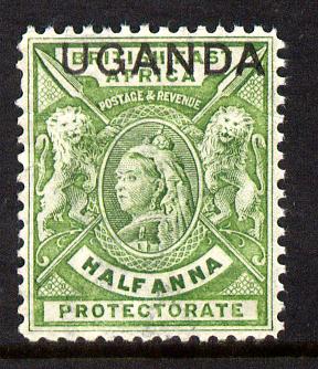 Uganda 1902 Crown CA overprint on QV 1/2d yellow-green unmounted mint SG 92