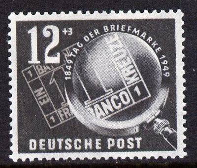 Germany - East 1949 Stamp Day 12pf + 3pf grey-black unmounted mint, SG E4