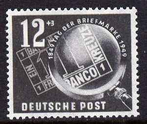 Germany - East 1949 Stamp Day 12pf + 3pf grey-black unmounted mint, SG E4