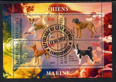Ivory Coast 2013 Dogs #2 perf sheetlet containing 4 values fine cto used