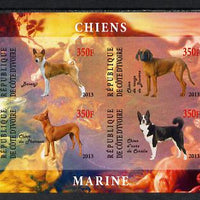 Ivory Coast 2013 Dogs #2 imperf sheetlet containing 4 values unmounted mint