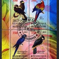 Ivory Coast 2013 Parrots perf sheetlet containing 4 values fine cto used