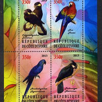 Ivory Coast 2013 Parrots perf sheetlet containing 4 values unmounted mint