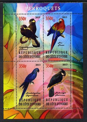 Ivory Coast 2013 Parrots perf sheetlet containing 4 values unmounted mint