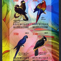 Ivory Coast 2013 Parrots imperf sheetlet containing 4 values unmounted mint