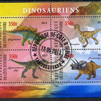 Ivory Coast 2013 Dinosaurs #1 perf sheetlet containing 4 values fine cto used