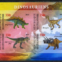 Ivory Coast 2013 Dinosaurs #1 imperf sheetlet containing 4 values unmounted mint