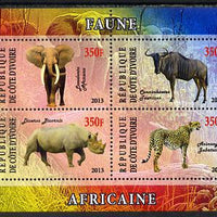 Ivory Coast 2013 African Animals #1 perf sheetlet containing 4 values unmounted mint