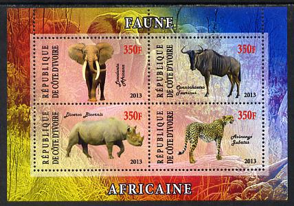 Ivory Coast 2013 African Animals #1 perf sheetlet containing 4 values unmounted mint