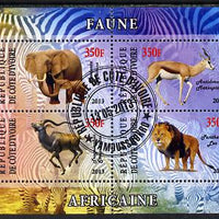 Ivory Coast 2013 African Animals #2 perf sheetlet containing 4 values fine cto used