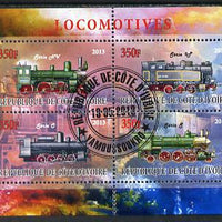 Ivory Coast 2013 Locomotives #1 perf sheetlet containing 4 values fine cto used