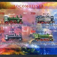 Ivory Coast 2013 Locomotives #1 imperf sheetlet containing 4 values unmounted mint