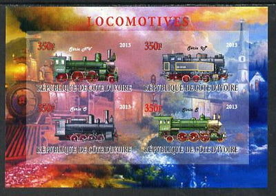 Ivory Coast 2013 Locomotives #1 imperf sheetlet containing 4 values unmounted mint