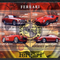 Ivory Coast 2013 Ferrari Cars #1 perf sheetlet containing 4 values fine cto used