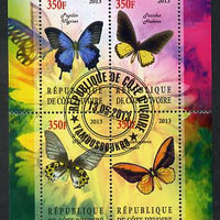 Ivory Coast 2013 Butterflies #2 perf sheetlet containing 4 values fine cto used