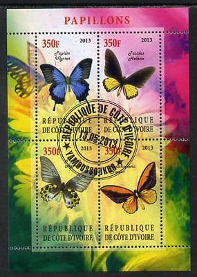 Ivory Coast 2013 Butterflies #2 perf sheetlet containing 4 values fine cto used