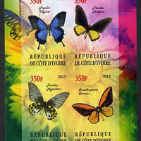 Ivory Coast 2013 Butterflies #2 imperf sheetlet containing 4 values unmounted mint