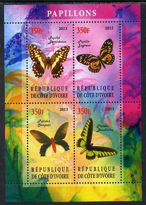 Ivory Coast 2013 Butterflies #3 perf sheetlet containing 4 values unmounted mint