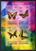 Ivory Coast 2013 Butterflies #3 imperf sheetlet containing 4 values unmounted mint