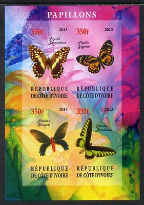 Ivory Coast 2013 Butterflies #3 imperf sheetlet containing 4 values unmounted mint