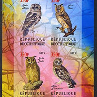 Ivory Coast 2013 Owls imperf sheetlet containing 4 values unmounted mint