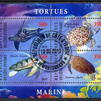 Ivory Coast 2013 Turtles perf sheetlet containing 4 values fine cto used