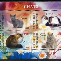 Ivory Coast 2013 Domestic Cats #2 perf sheetlet containing 4 values unmounted mint