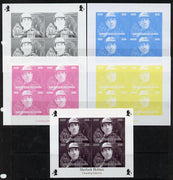 Congo 2013 Sherlock Holmes #2b sheetlet containing 4 vals (top right design from sheet #2) - the set of 5 imperf progressive colour proofs comprising the 4 basic colours plus all 4-colour composite unmounted mint