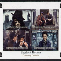 Congo 2013 Sherlock Holmes #3 imperf sheetlet containing 4 vals unmounted mint Note this item is privately produced and is offered purely on its thematic appeal, it has no postal validity
