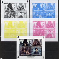 Congo 2013 Sherlock Holmes #3 sheetlet containing 4 vals - the set of 5 imperf progressive colour proofs comprising the 4 basic colours plus all 4-colour composite unmounted mint