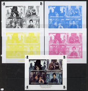 Congo 2013 Sherlock Holmes #3 sheetlet containing 4 vals - the set of 5 imperf progressive colour proofs comprising the 4 basic colours plus all 4-colour composite unmounted mint