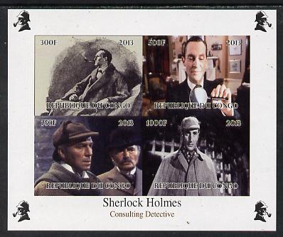 Congo 2013 Sherlock Holmes #4 imperf sheetlet containing 4 vals unmounted mint Note this item is privately produced and is offered purely on its thematic appeal, it has no postal validity