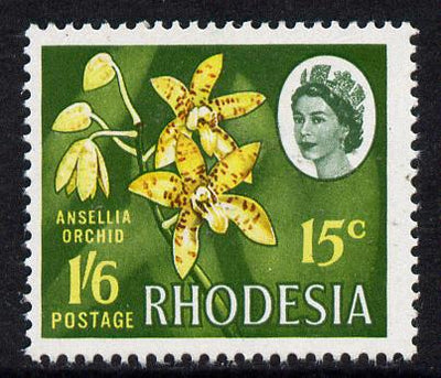 Rhodesia 1967-68 Dual Currency 1s6d/15c Ansellia Orchid unmounted mint, SG 410