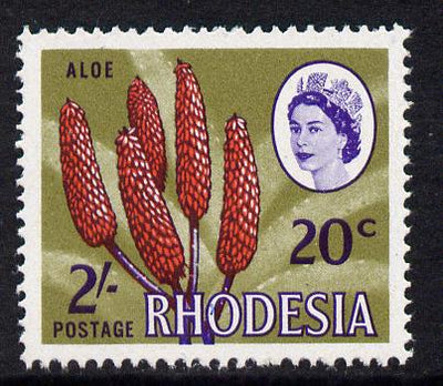 Rhodesia 1967-68 Dual Currency 2s/20c Aloe unmounted mint, SG 411