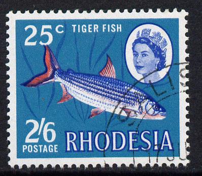 Rhodesia 1967-68 Dual Currency 2s5d/25c Tiger Fish fine cds used SG 412