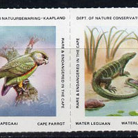 Cinderella - South Africa Rare & Endangered Species #2 horizontal strip of 6 undenominated values unmounted mint, issued by Dept of Nature Conservation, Cape Town