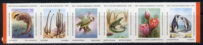 Cinderella - South Africa Rare & Endangered Species #2 horizontal strip of 6 undenominated values unmounted mint, issued by Dept of Nature Conservation, Cape Town