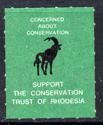 Cinderella - Rhodesia Springbok Undenominated label unmounted mint inscribed 'Support the Conservation Trust of Rhodesia'