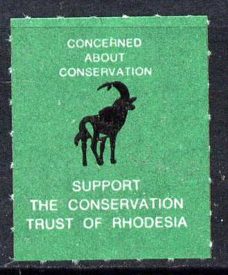 Cinderella - Rhodesia Springbok Undenominated label unmounted mint inscribed 'Support the Conservation Trust of Rhodesia'