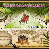 Madagascar 2013 Fauna - Phymateus Grasshopper perf sheetlet containing one triangular value unmounted mint