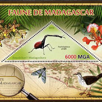 Madagascar 2013 Fauna - Giraffe Weevil perf sheetlet containing one triangular value unmounted mint