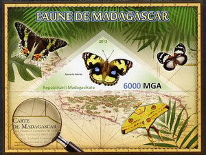 Madagascar 2013 Fauna - Yellow Pansy Butterfly imperf sheetlet containing one triangular value unmounted mint