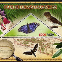 Madagascar 2013 Fauna - Blue African Butterfly perf sheetlet containing one triangular value unmounted mint